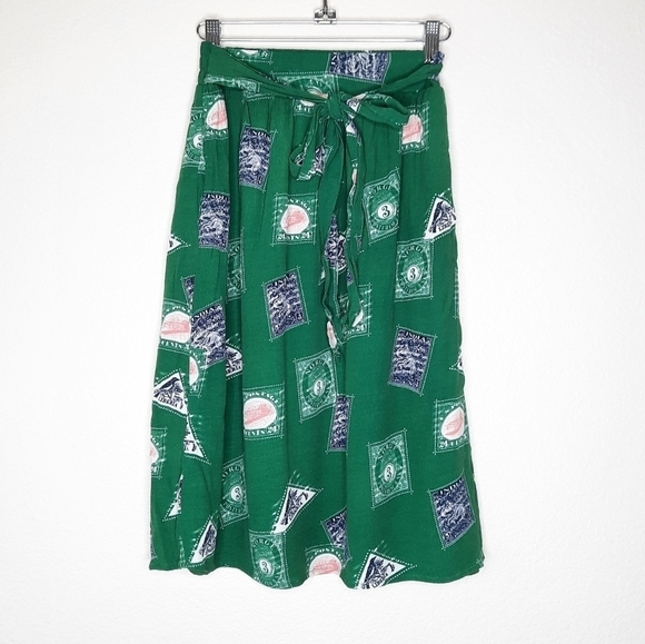 Anthropologie Green Graphic Midi Skirt - Picture 4 of 9